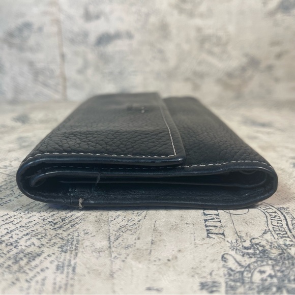 Fossil Trifold Black Leather Wallet with Check Book addition - Picture 2 of 10
